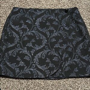 LOFT Elegant Black and Blue Patterned Pencil Skirt